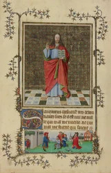 Cristo bendiciendo, miniatura extraída del Libro de oración de las Très Belles Heures de Notre-Dame